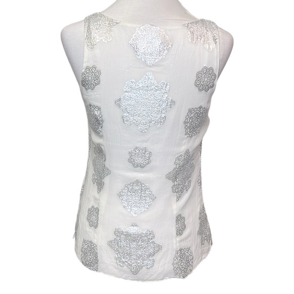 WHBM Silk Silver Bar Accent Blouse - Picture 3 of 5